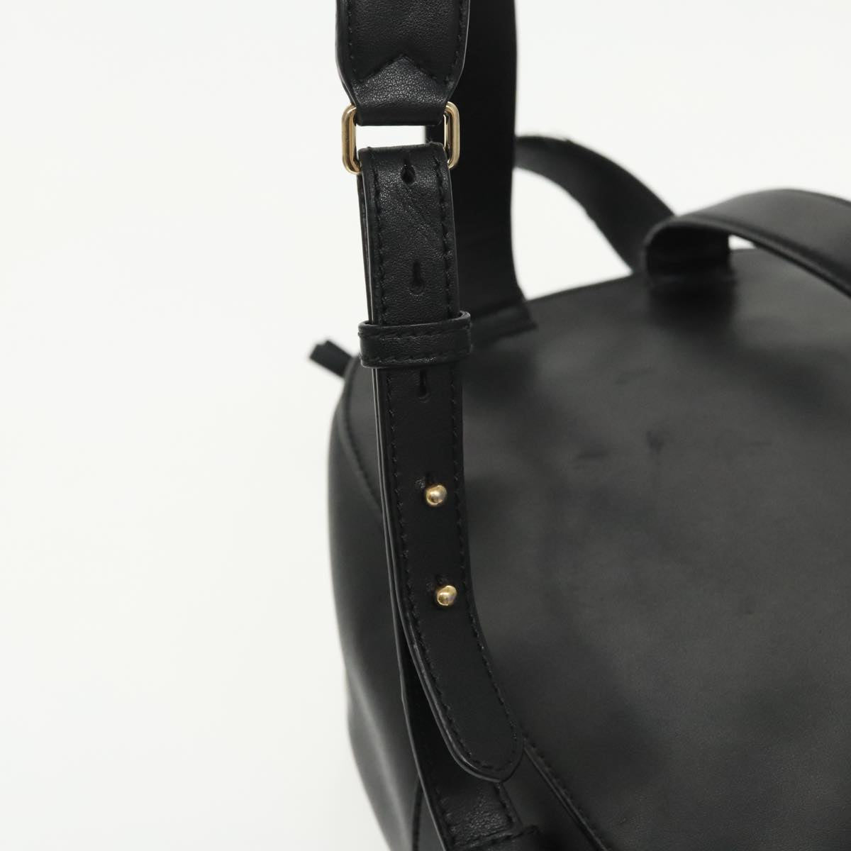 BALLY Backpack Leather Black Gold Auth bs19983