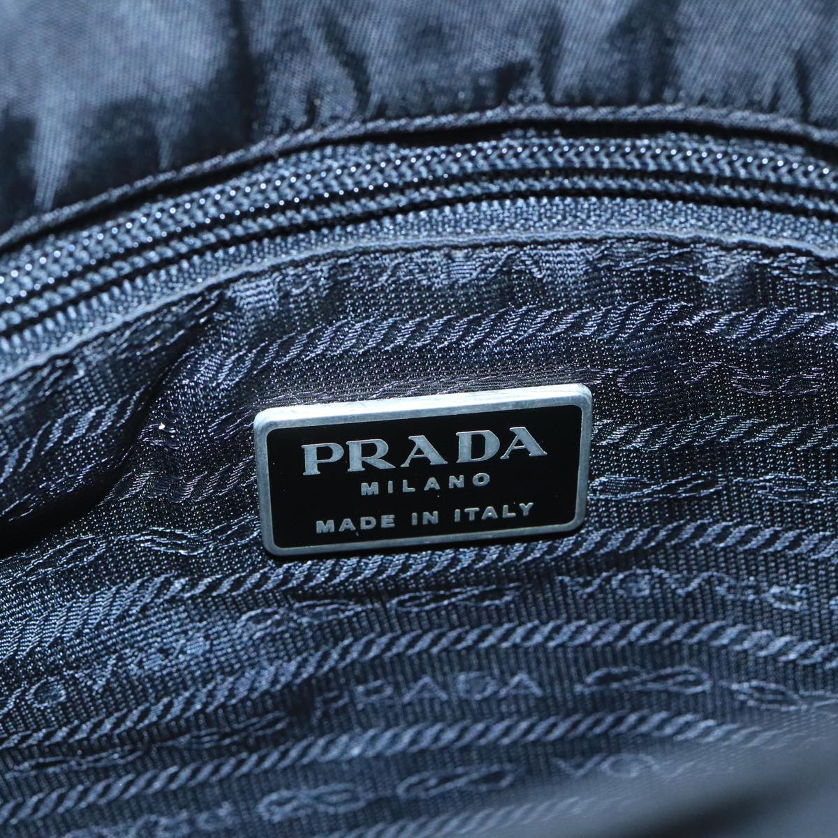 PRADA Shoulder Bag Nylon Black Silver Auth bs20002