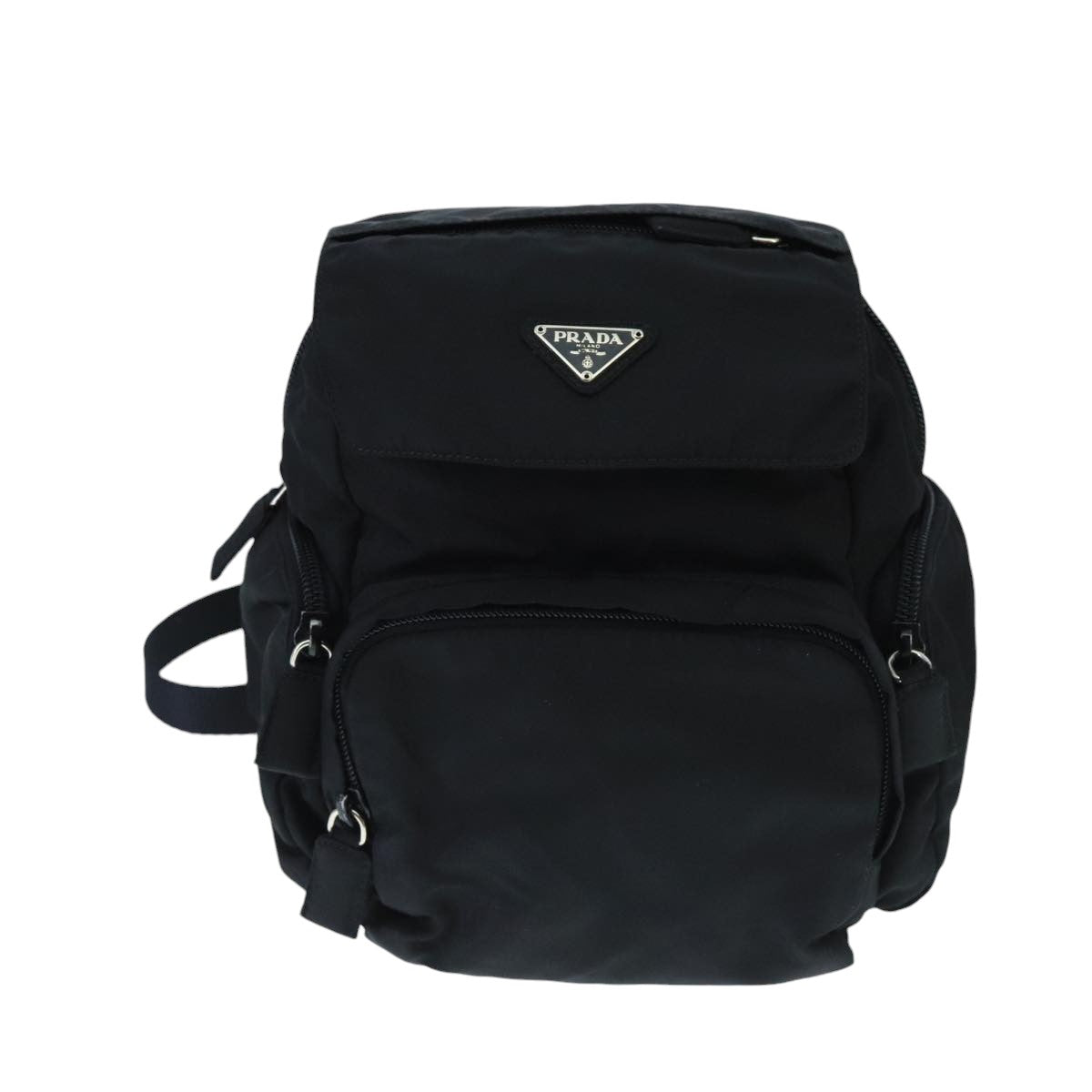 PRADA Backpack Nylon Black Silver Auth bs20007