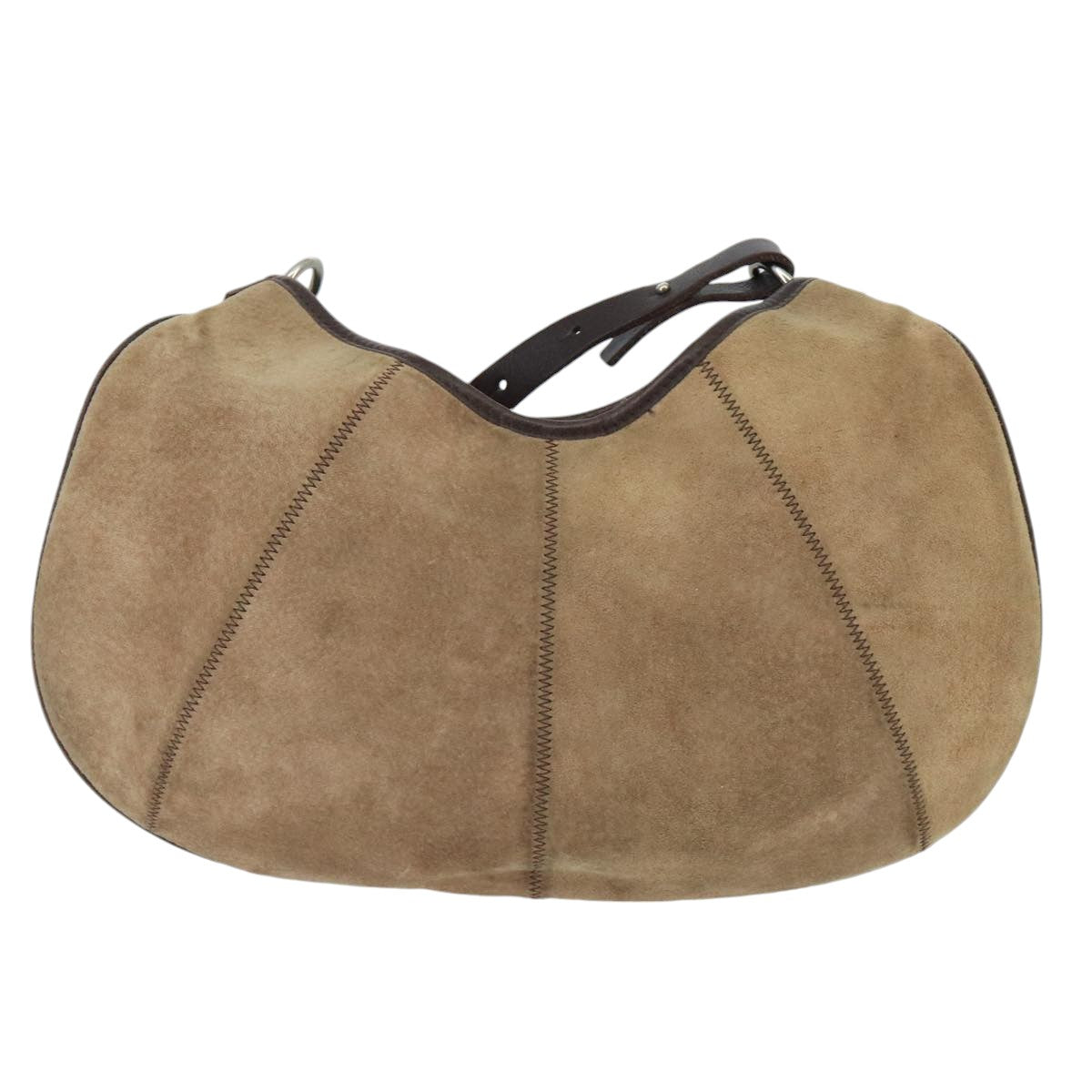 BURBERRY Blue Label Shoulder Bag Suede Brown Silver Auth bs20013