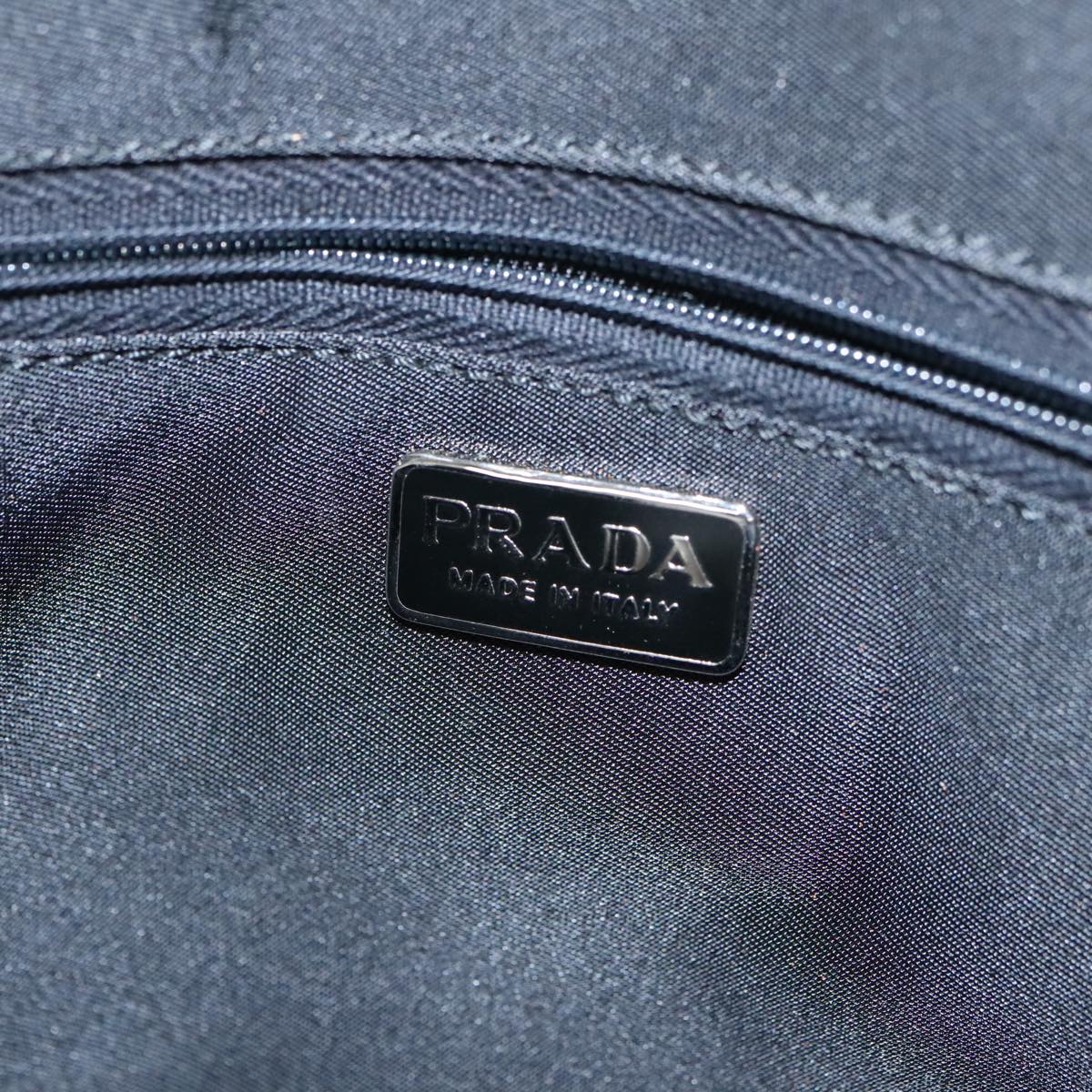 PRADA Pouch Nylon Black Silver Auth bs20040