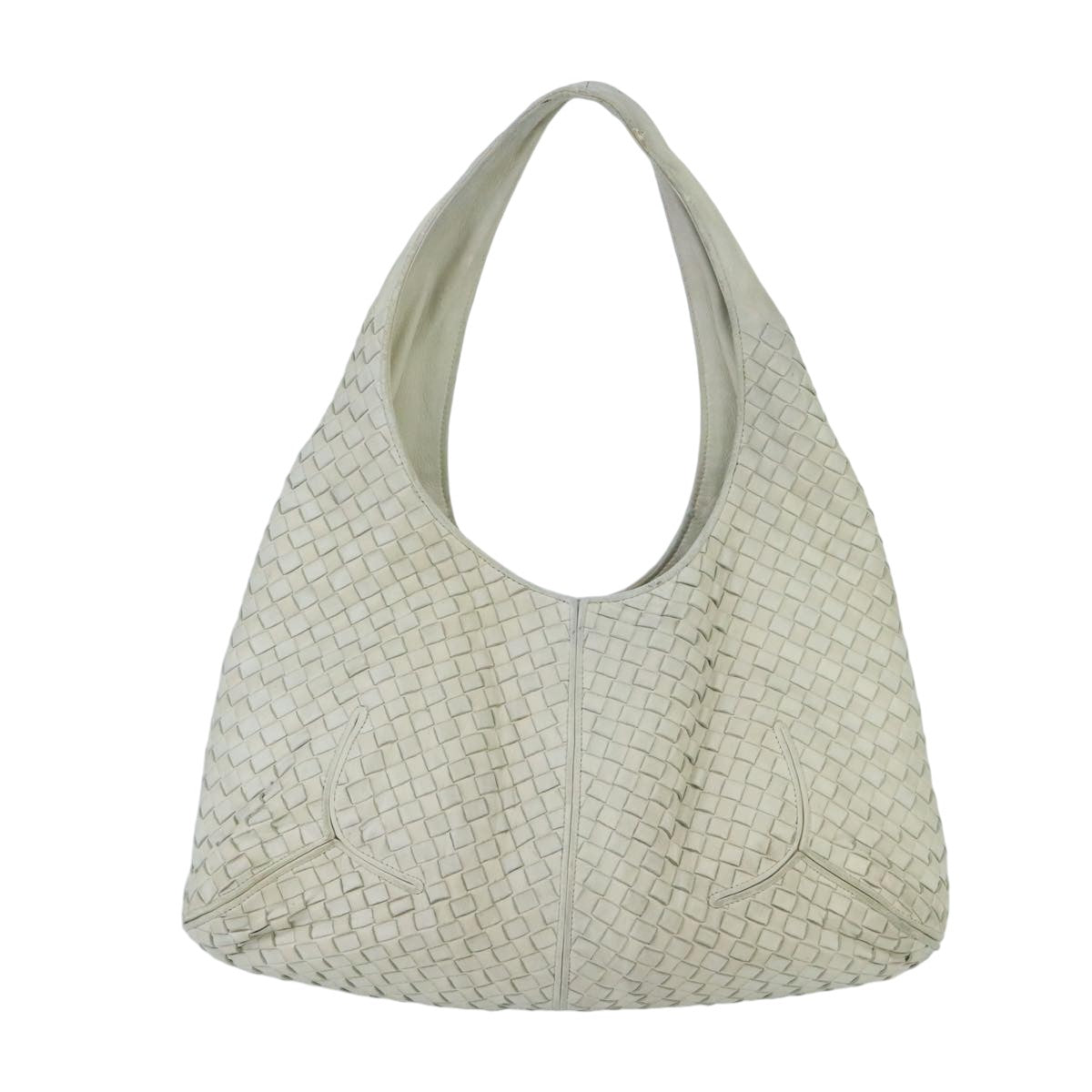 BOTTEGA VENETA INTRECCIATO Shoulder Bag Leather White 145552 Auth bs20054