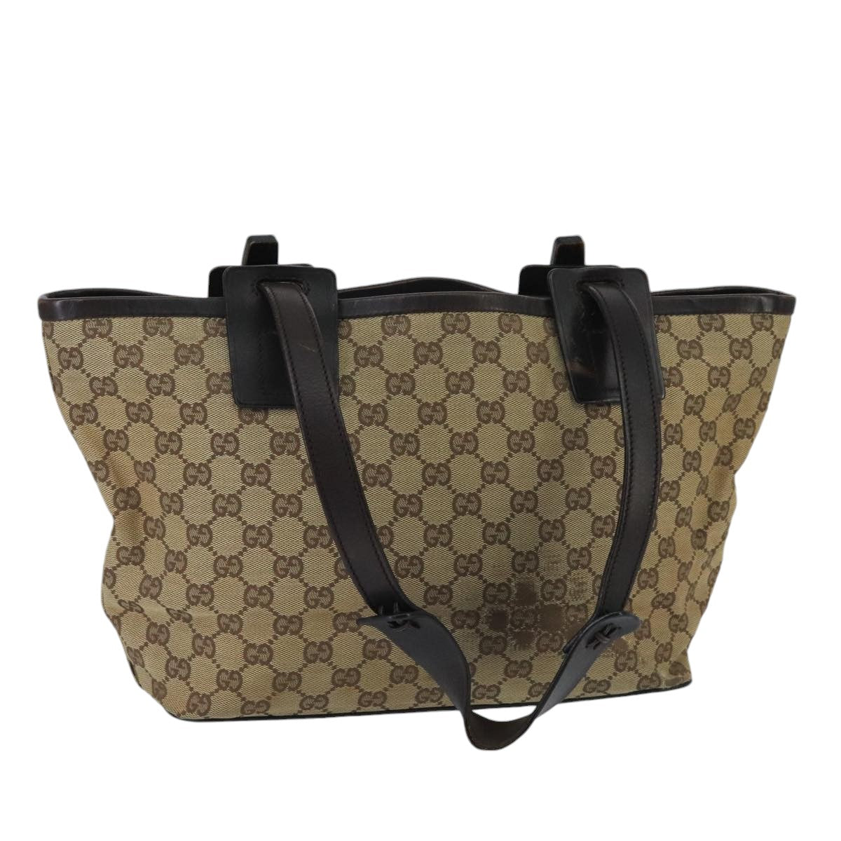 GUCCI GG Canvas Shoulder Bag Beige Auth bs20066