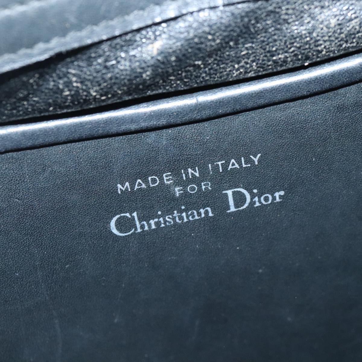 Christian Dior Shoulder Bag Leather Black Silver Auth bs20068