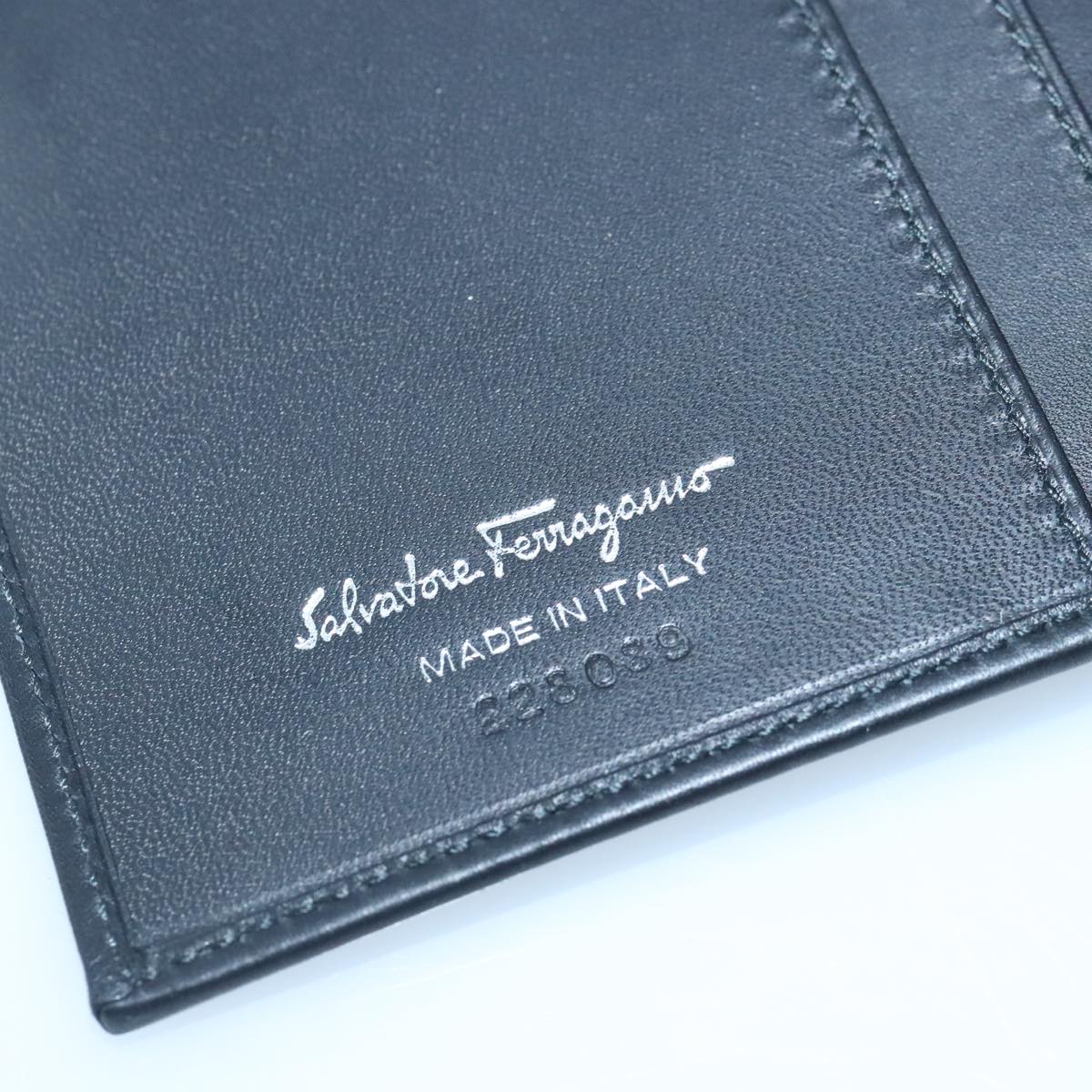 Salvatore Ferragamo Wallet Leather Black Auth bs20080