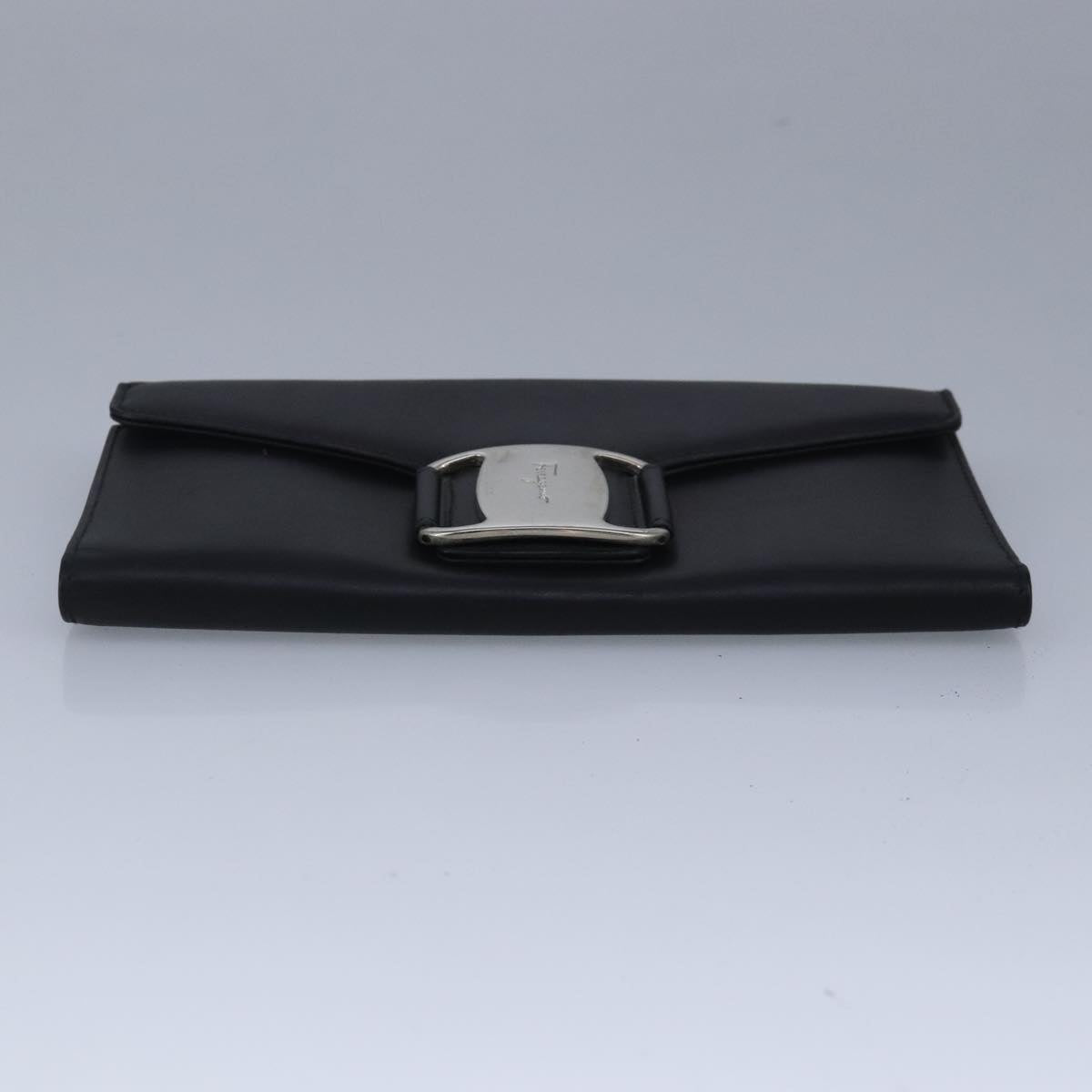 Salvatore Ferragamo Wallet Leather Black Auth bs20080