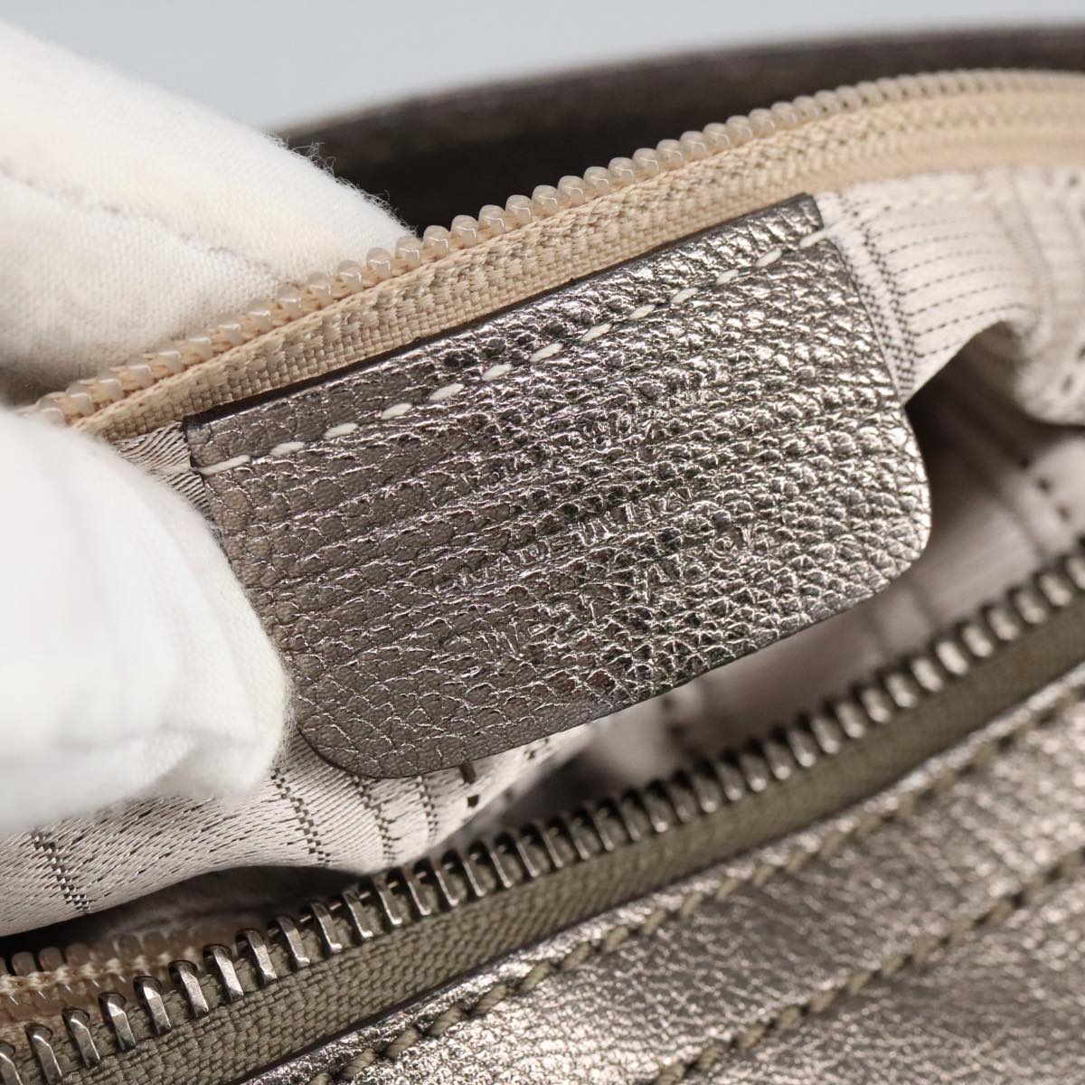 Salvatore Ferragamo Gancini Hand Bag Leather 2way Silver Auth bs20081