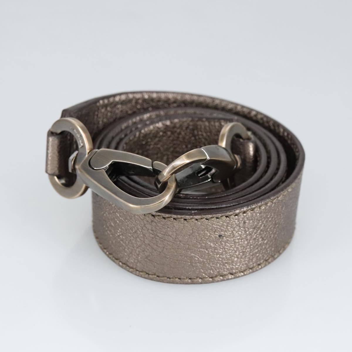 Salvatore Ferragamo Gancini Hand Bag Leather 2way Silver Auth bs20081