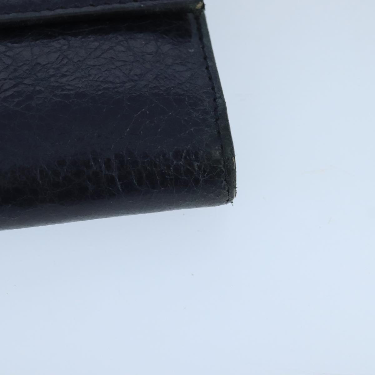 BALENCIAGA Long Wallet Leather Navy Silver Auth bs20089