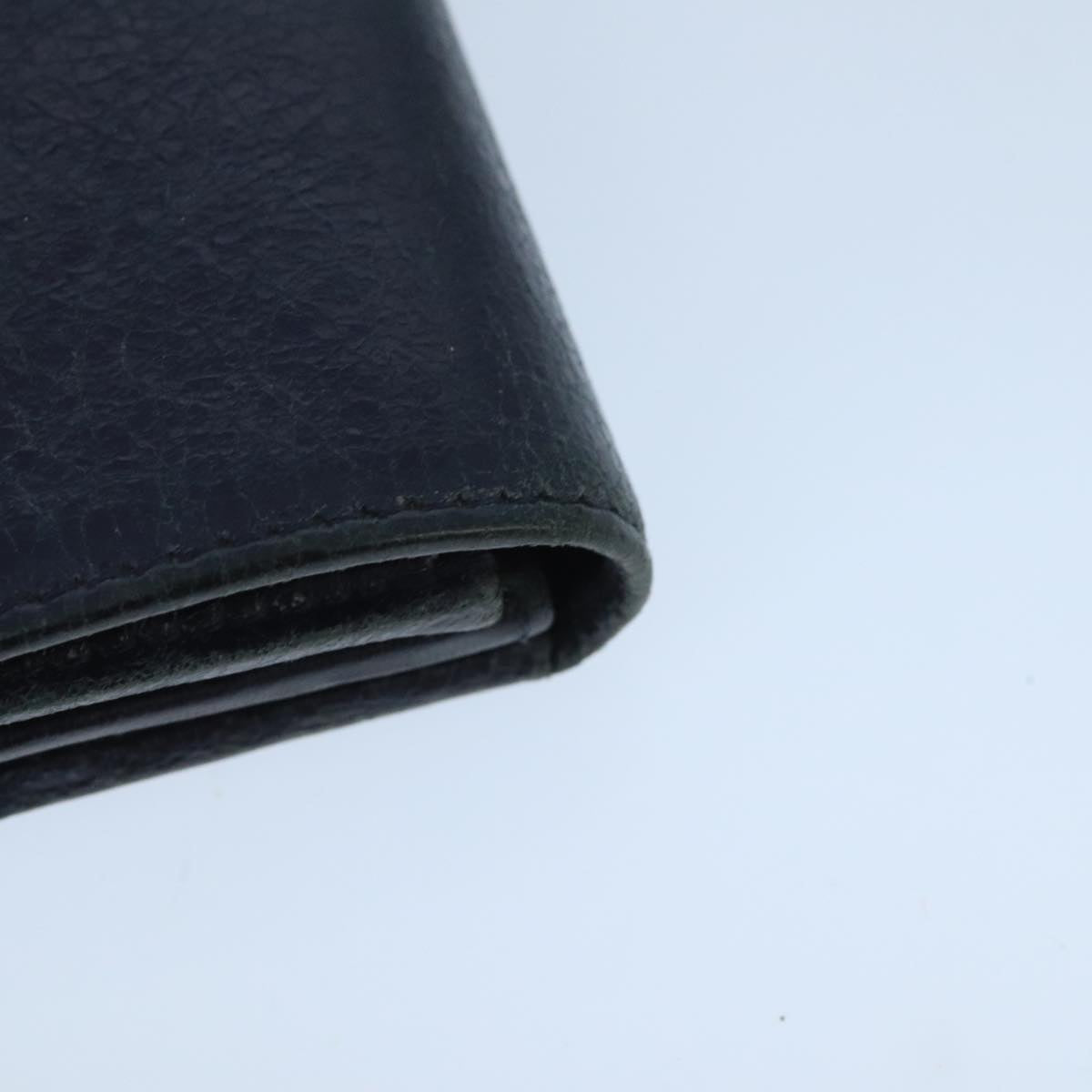 BALENCIAGA Long Wallet Leather Navy Silver Auth bs20089