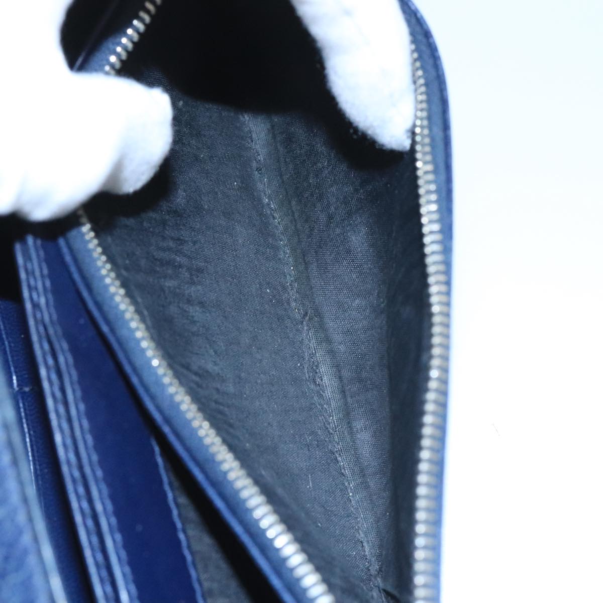 BALENCIAGA Long Wallet Leather Navy Silver Auth bs20089
