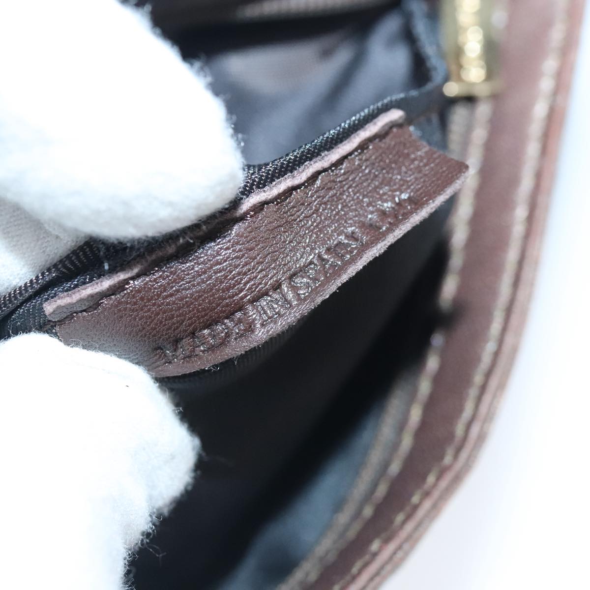 LOEWE Shoulder Bag Leather Bronze Auth bs20092