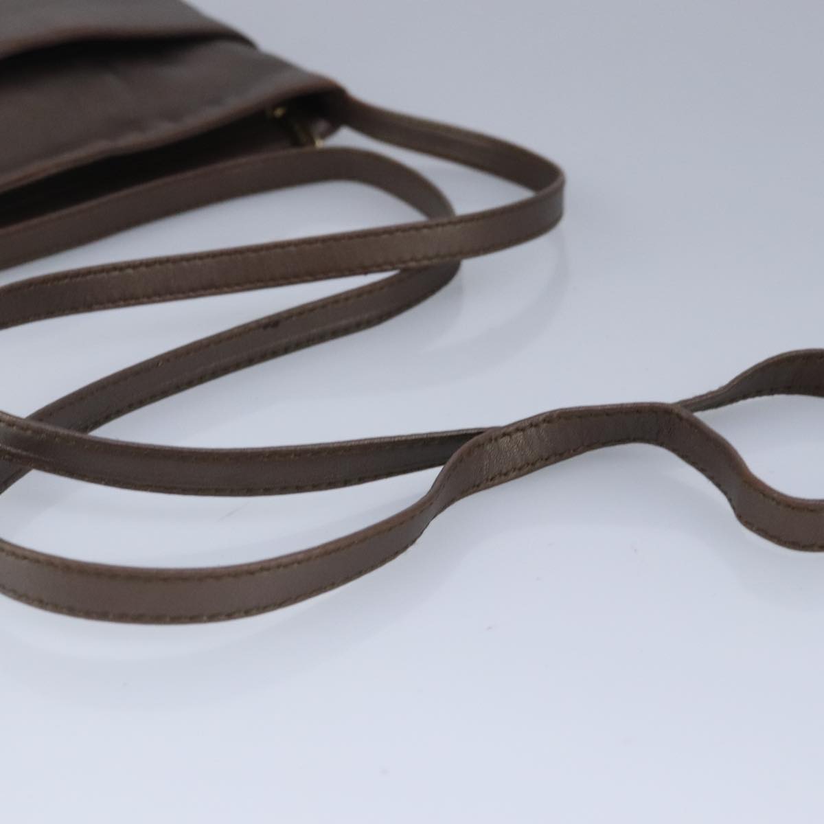 LOEWE Shoulder Bag Leather Bronze Auth bs20092