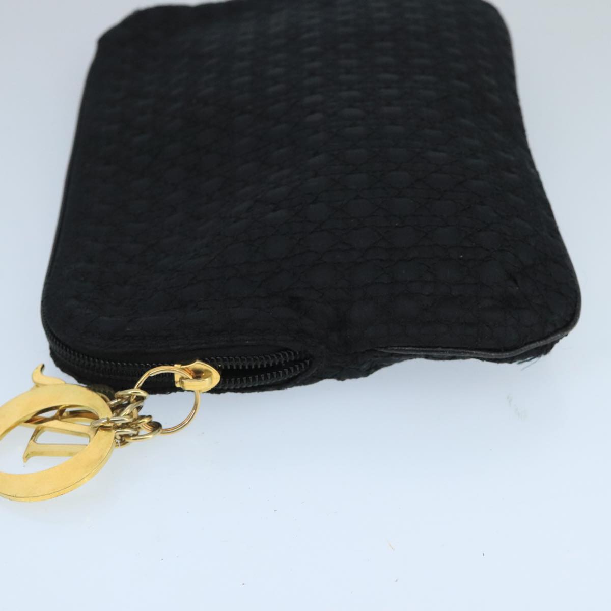 Christian Dior Canage Pouch Nylon Black Gold Auth bs20096
