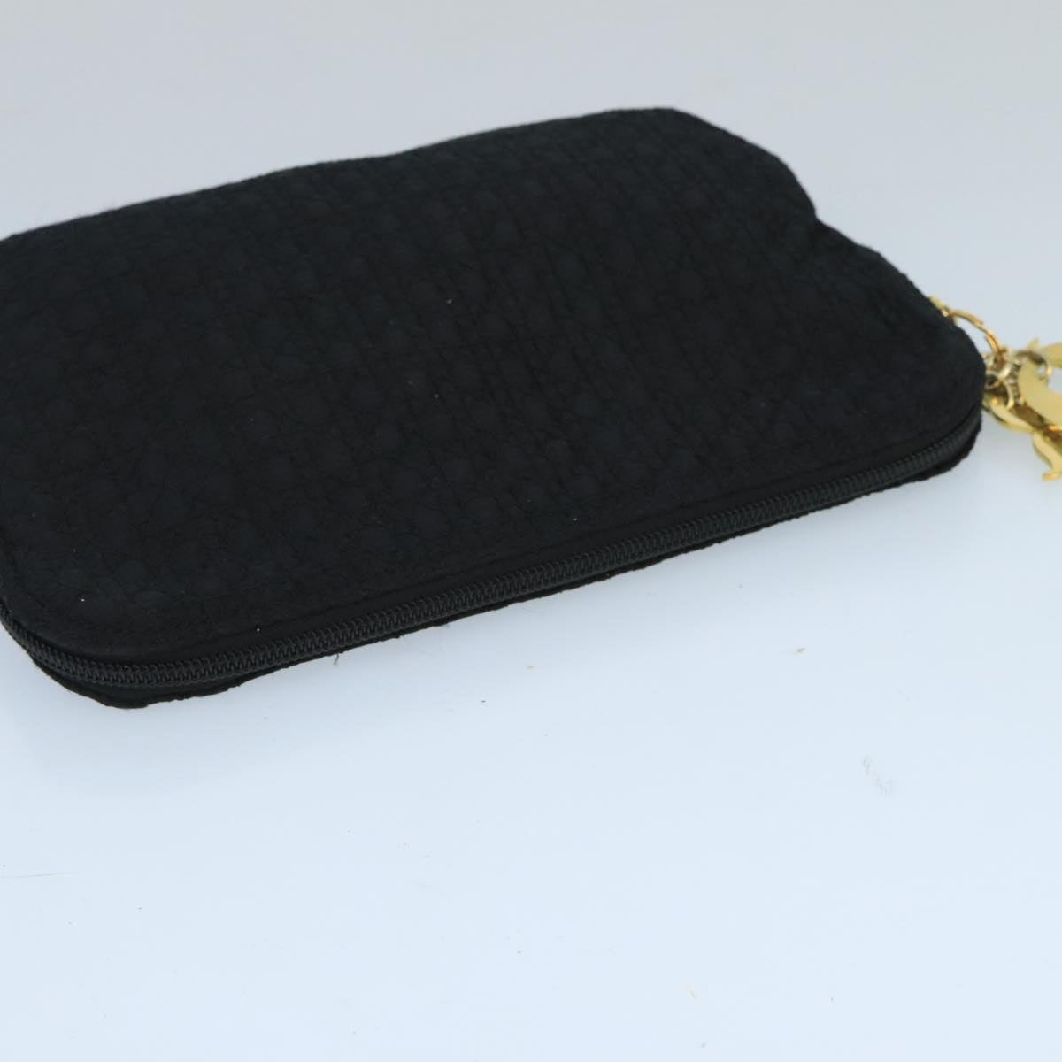 Christian Dior Canage Pouch Nylon Black Gold Auth bs20096