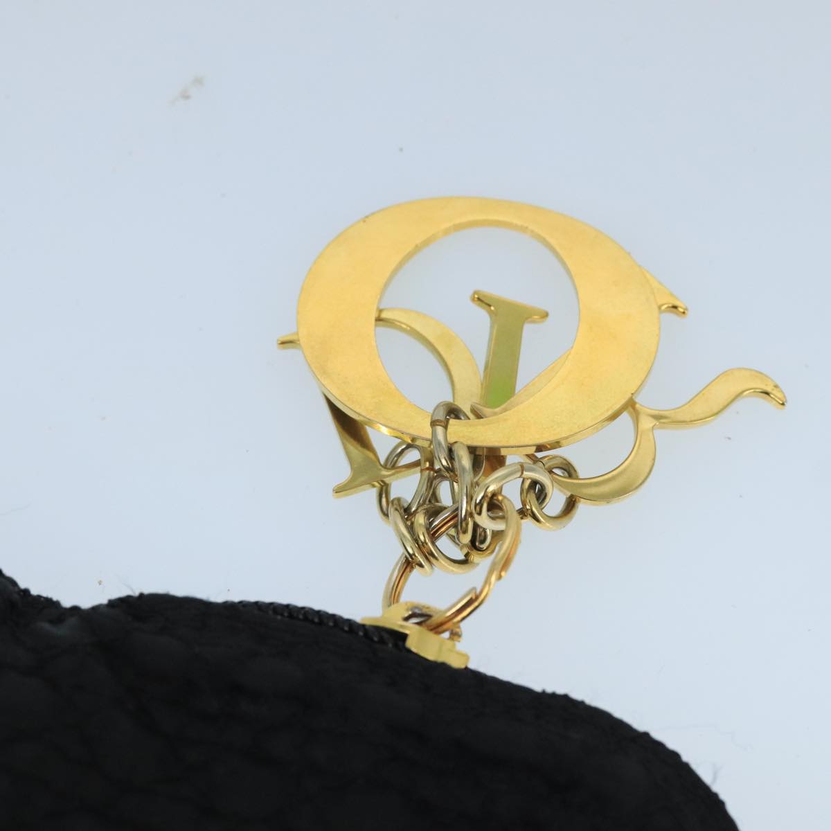 Christian Dior Canage Pouch Nylon Black Gold Auth bs20096