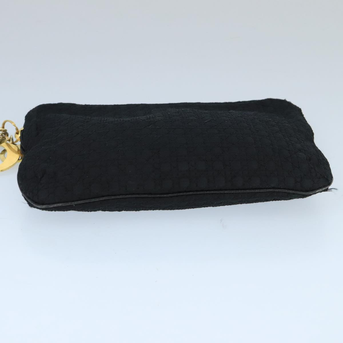 Christian Dior Canage Pouch Nylon Black Gold Auth bs20096