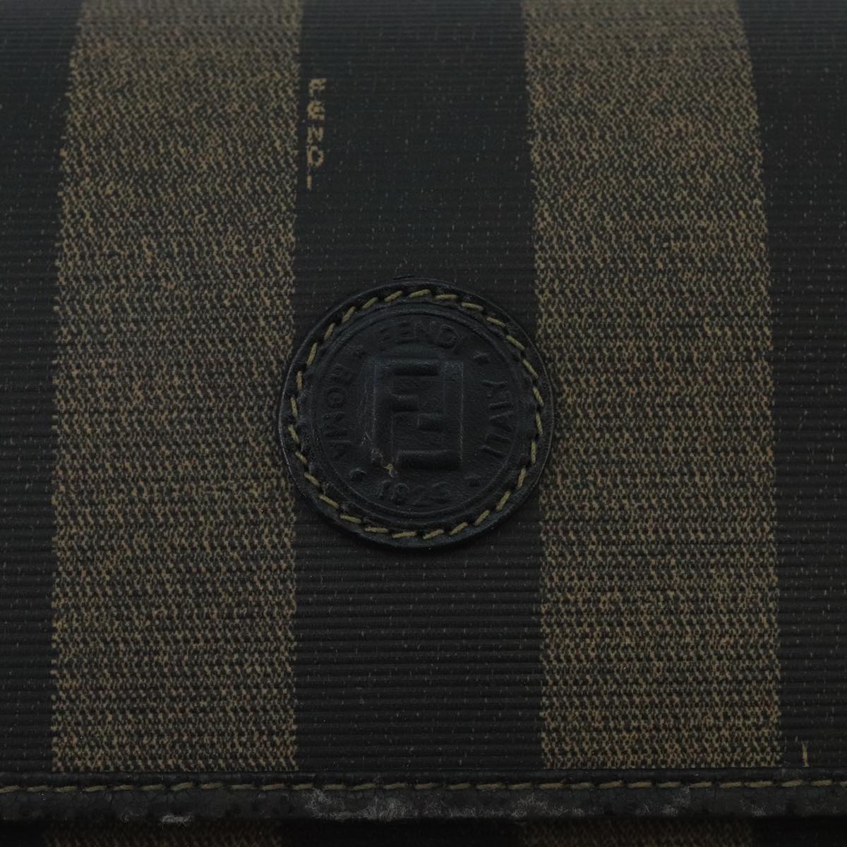 FENDI Pecan Canvas Shoulder Bag Brown Black Auth bs20143