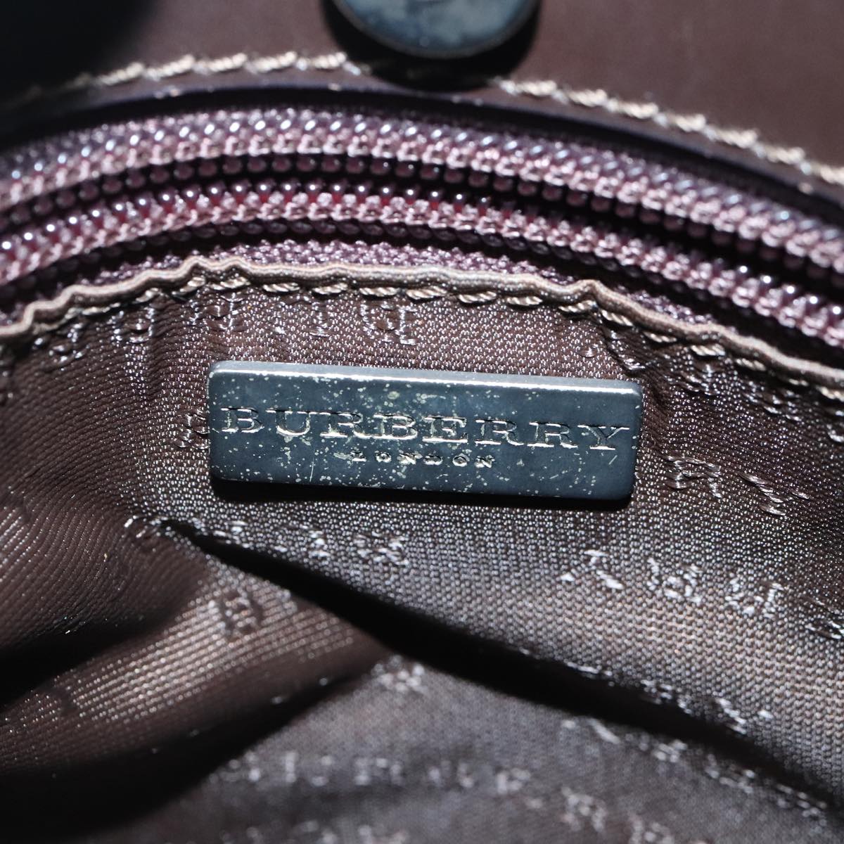 BURBERRY Nova Check Hand Bag PVC Beige Auth bs20152