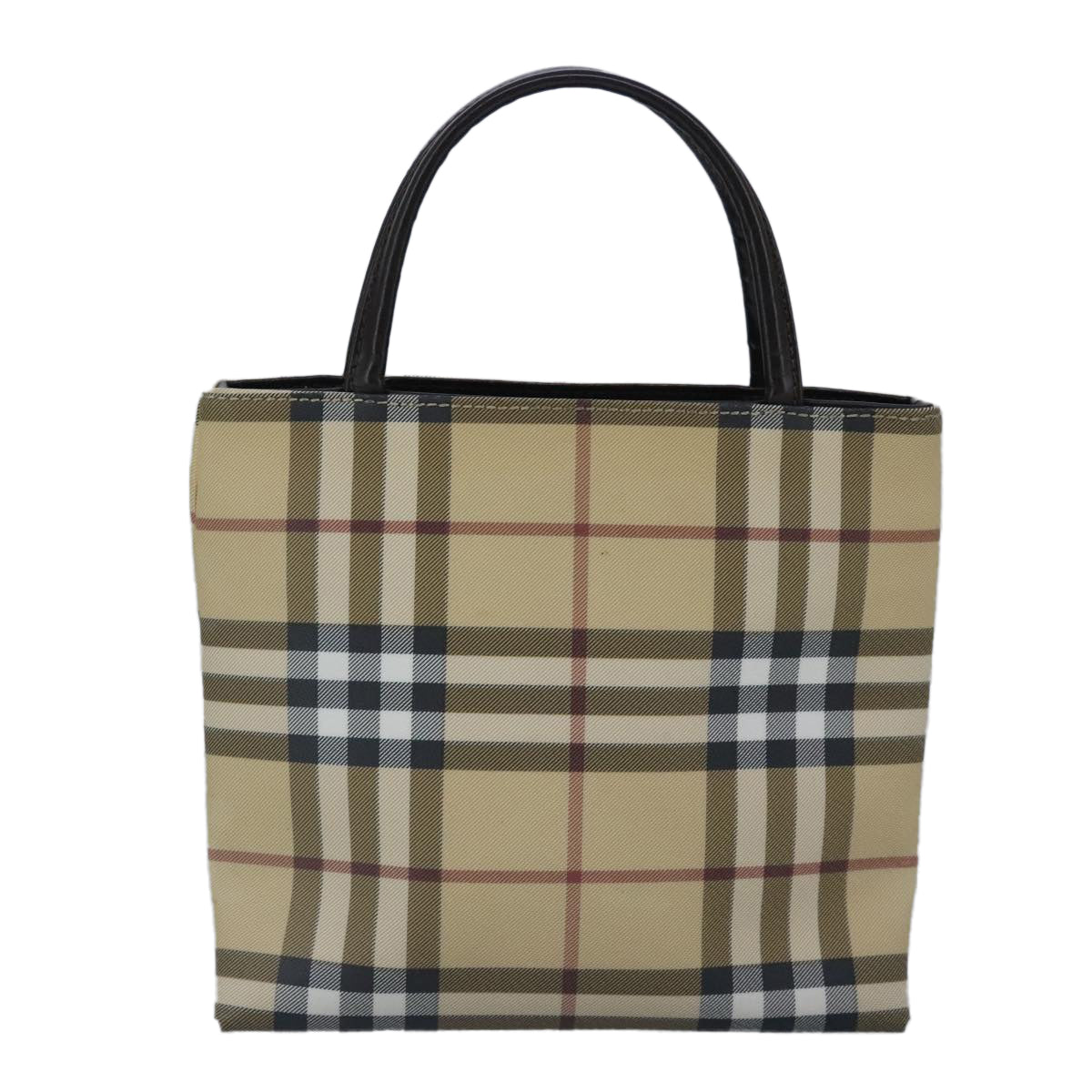 BURBERRY Nova Check Hand Bag PVC Beige Auth bs20152