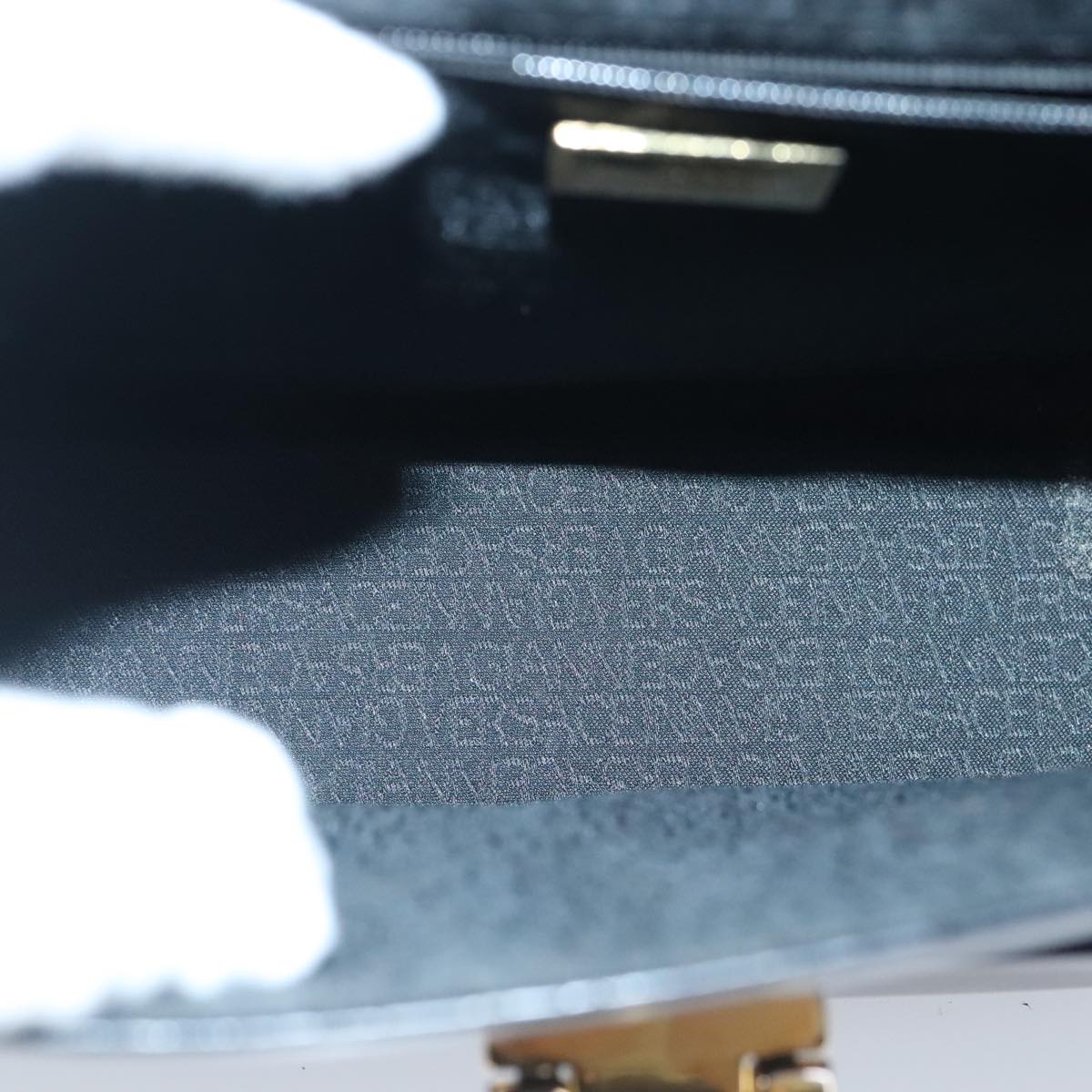 Gianni Versace Shoulder Bag Leather Black Gold Auth bs20156