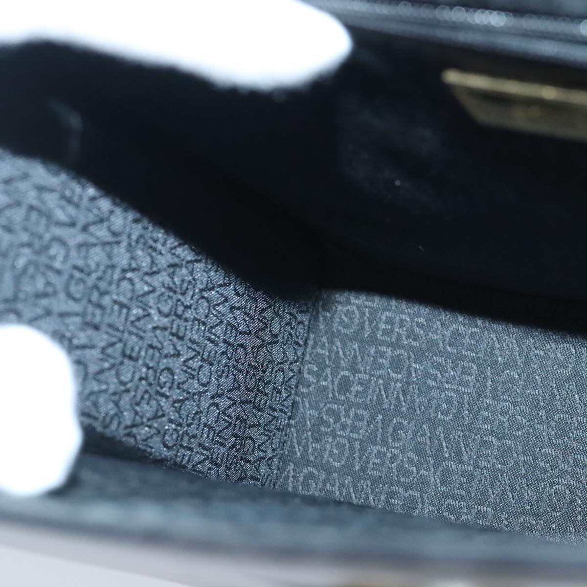 Gianni Versace Shoulder Bag Leather Black Gold Auth bs20156