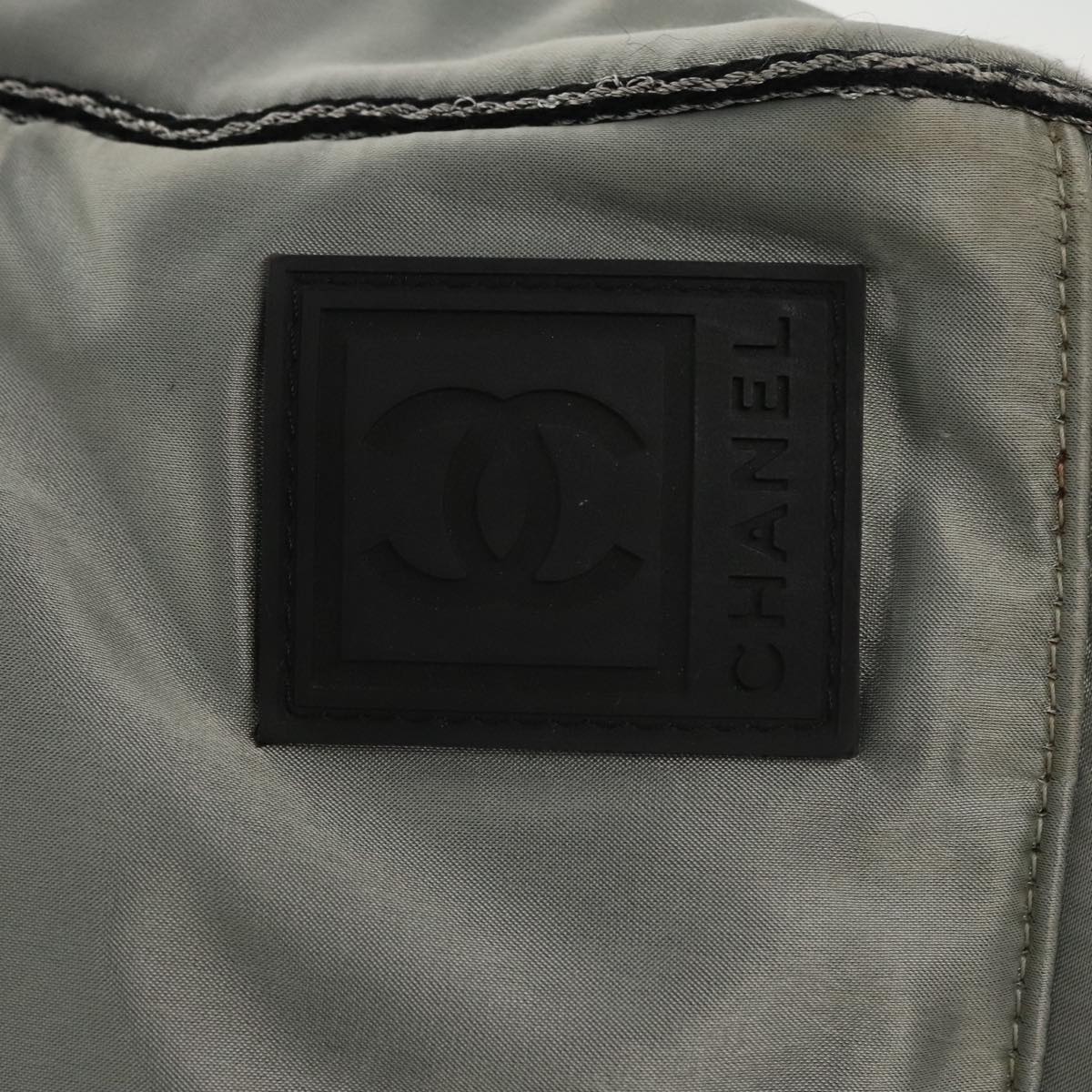 CHANEL Sports Boston Bag Canvas Silver Black CC Auth bs20164