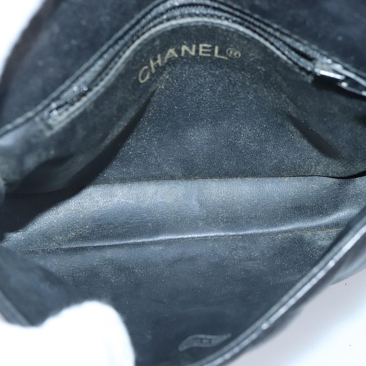 CHANEL Matelasse Chain Waist bag Lamb Skin Black Gold CC Auth bs20175