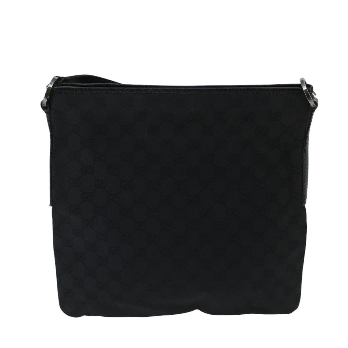 GUCCI GG Canvas Shoulder Bag Black Silver 113013 Auth bs20185