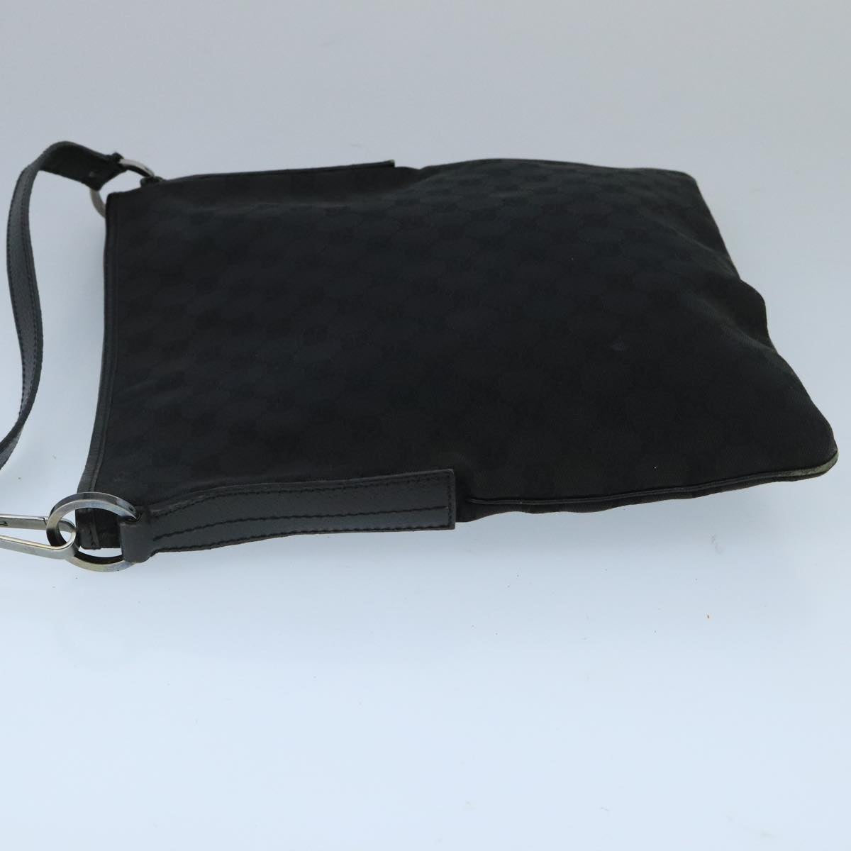 GUCCI GG Canvas Shoulder Bag Black Silver 113013 Auth bs20185