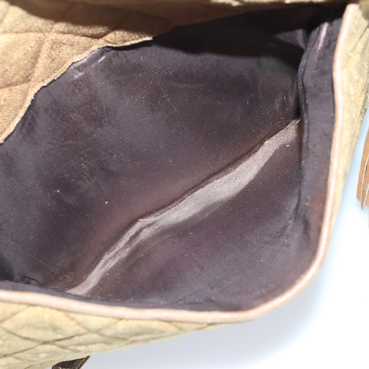 CHANEL Matelasse Shoulder Bag Canvas Beige CC Auth bs20198