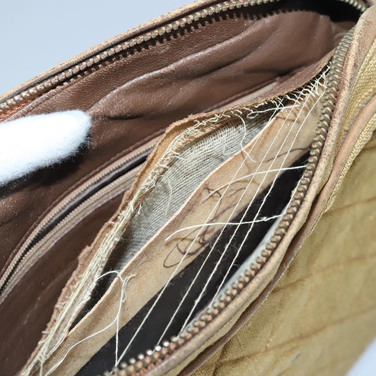 CHANEL Matelasse Shoulder Bag Canvas Beige CC Auth bs20198