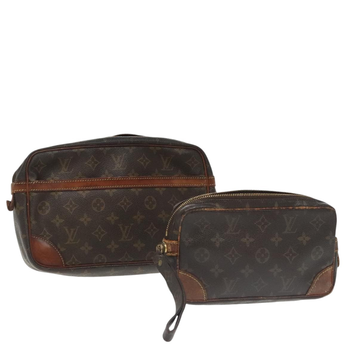 LOUIS VUITTON Monogram Clutch Bag 2Set LV Auth bs20215