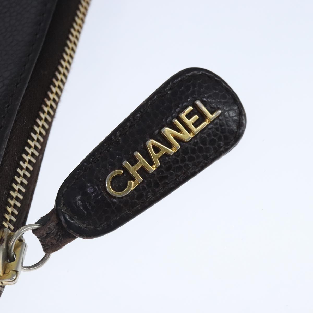 CHANEL Document Case Caviar Skin Brown CC Auth bs20232