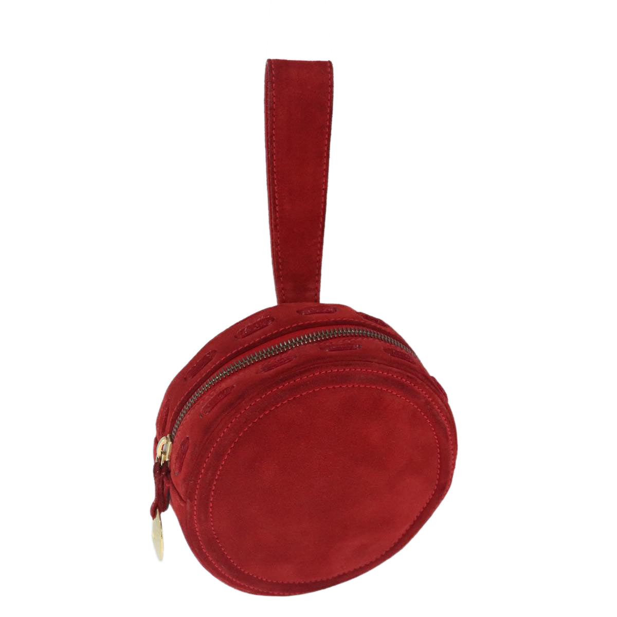 CELINE Hand Bag Suede Red Gold Auth bs20252