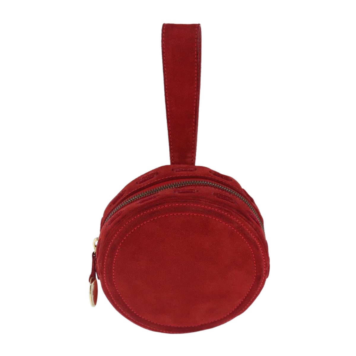 CELINE Hand Bag Suede Red Gold Auth bs20252