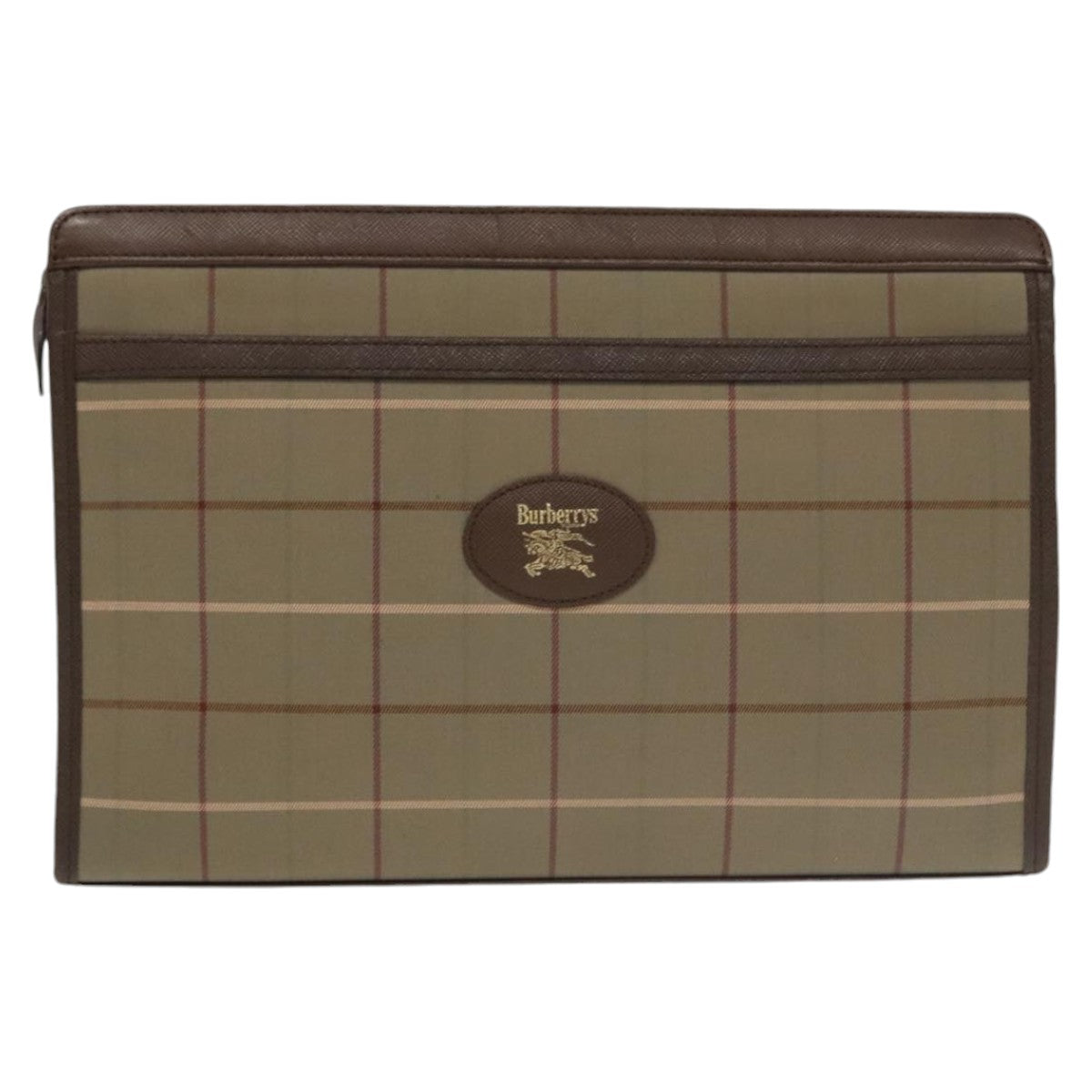 Burberrys Nova Check Clutch Bag Canvas Beige Brown Auth bs20256