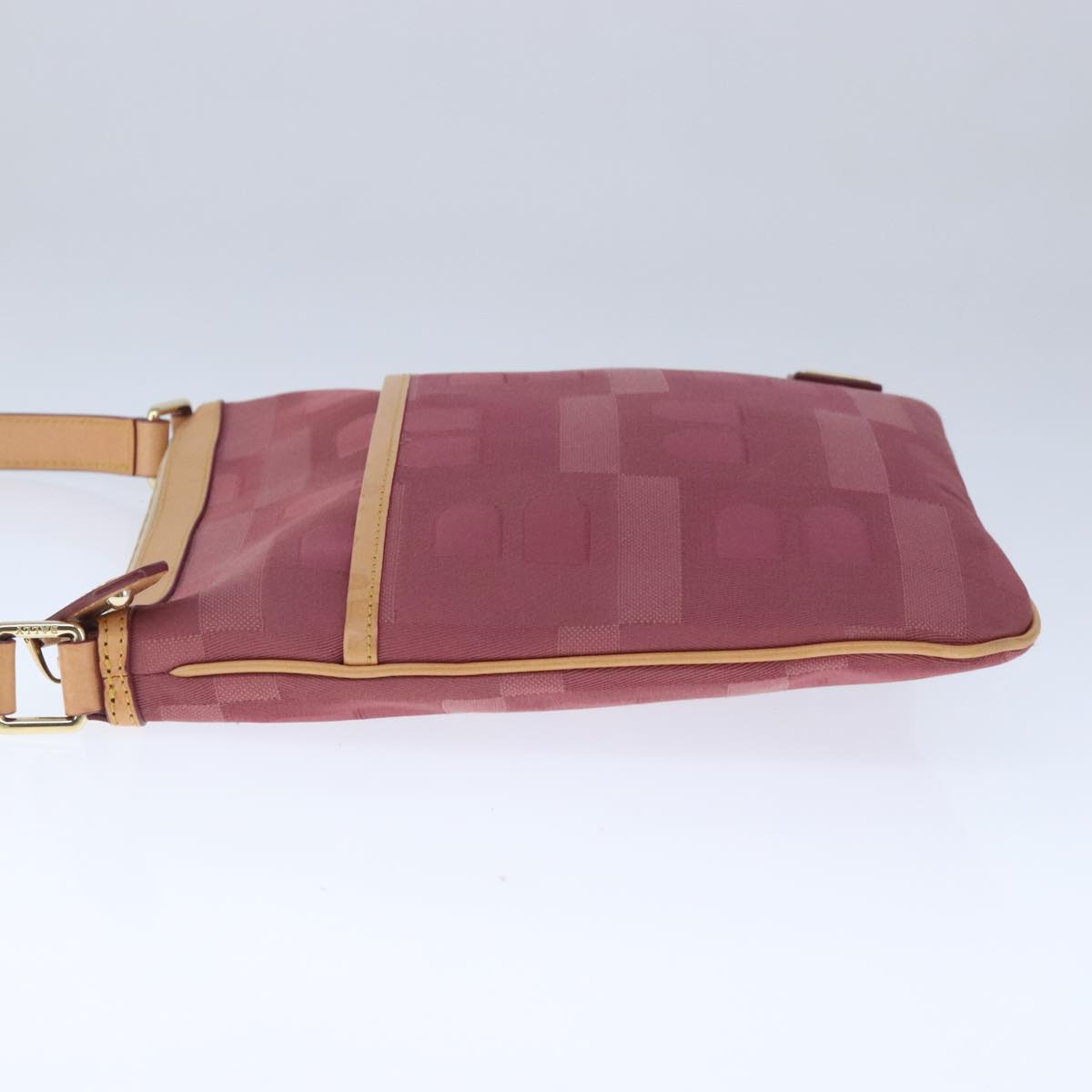 BALLY Shoulder Bag Canvas Leather Pink Brown Gold Auth bs20262