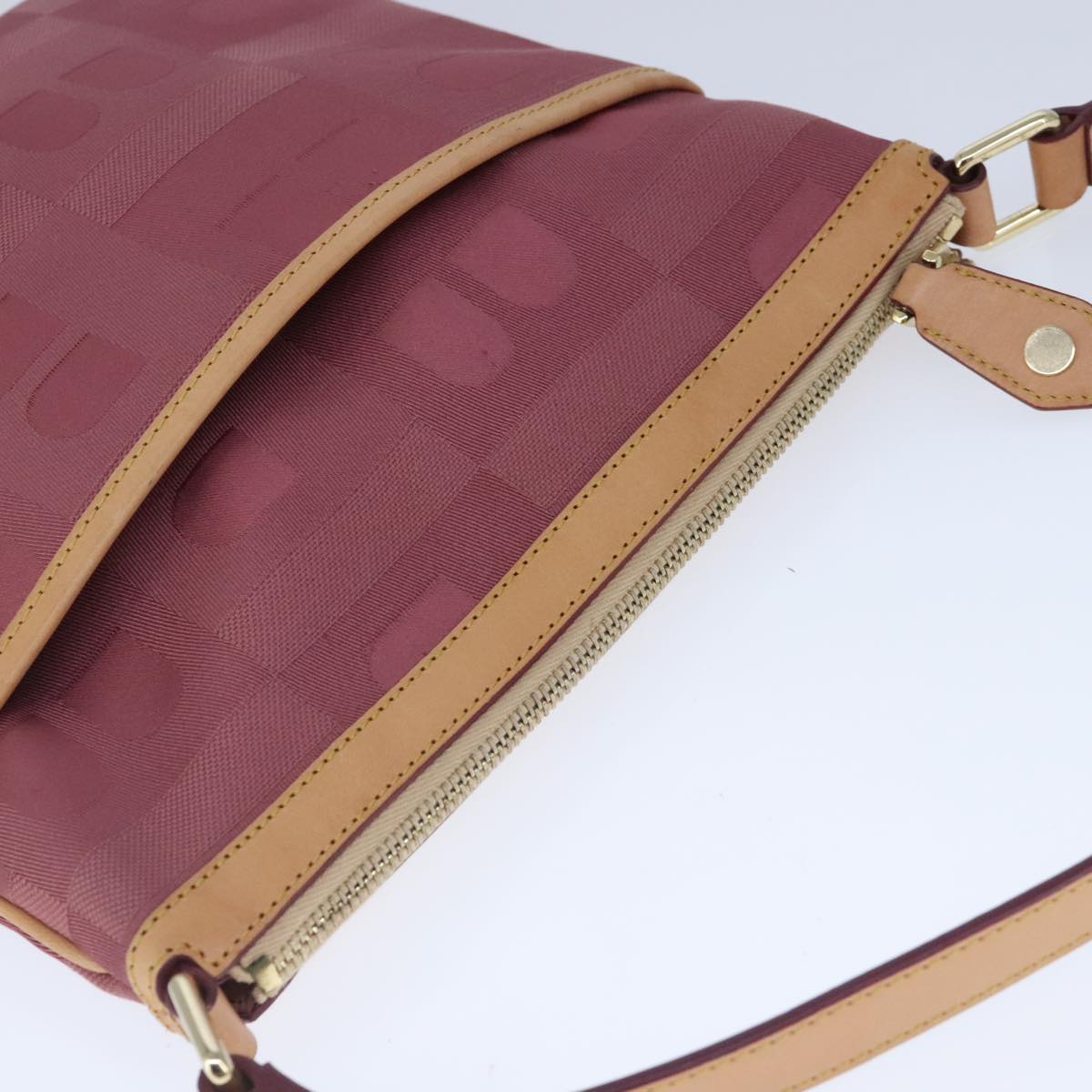 BALLY Shoulder Bag Canvas Leather Pink Brown Gold Auth bs20262