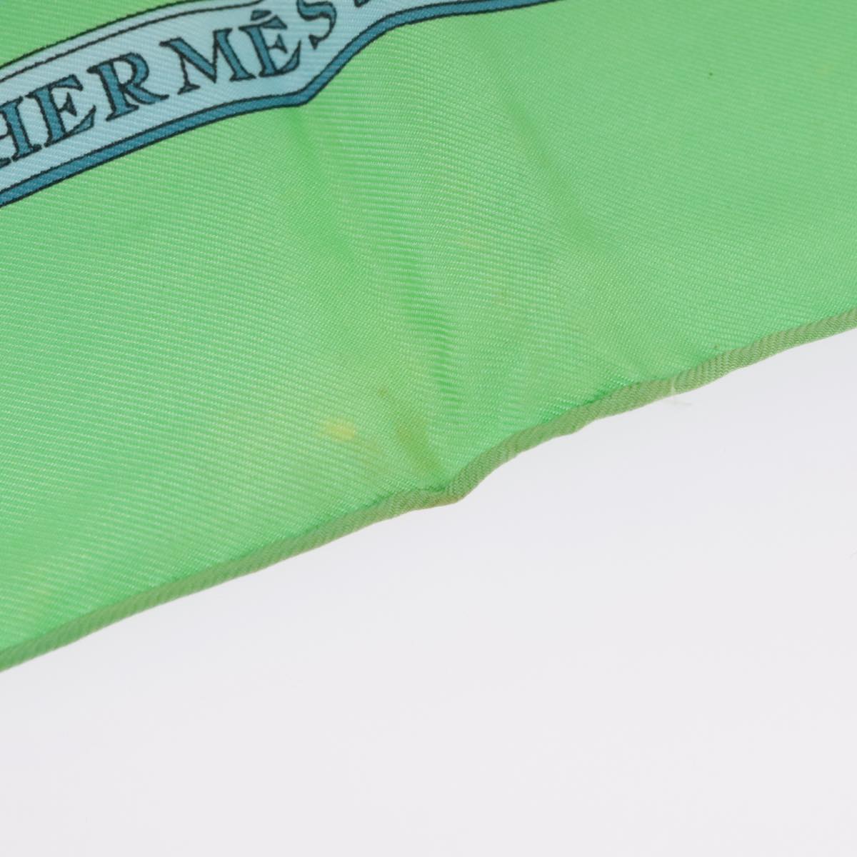 HERMES Carre 90 Scarf ""LA PRESENTATION"" Silk Green Light Blue Auth bs20295