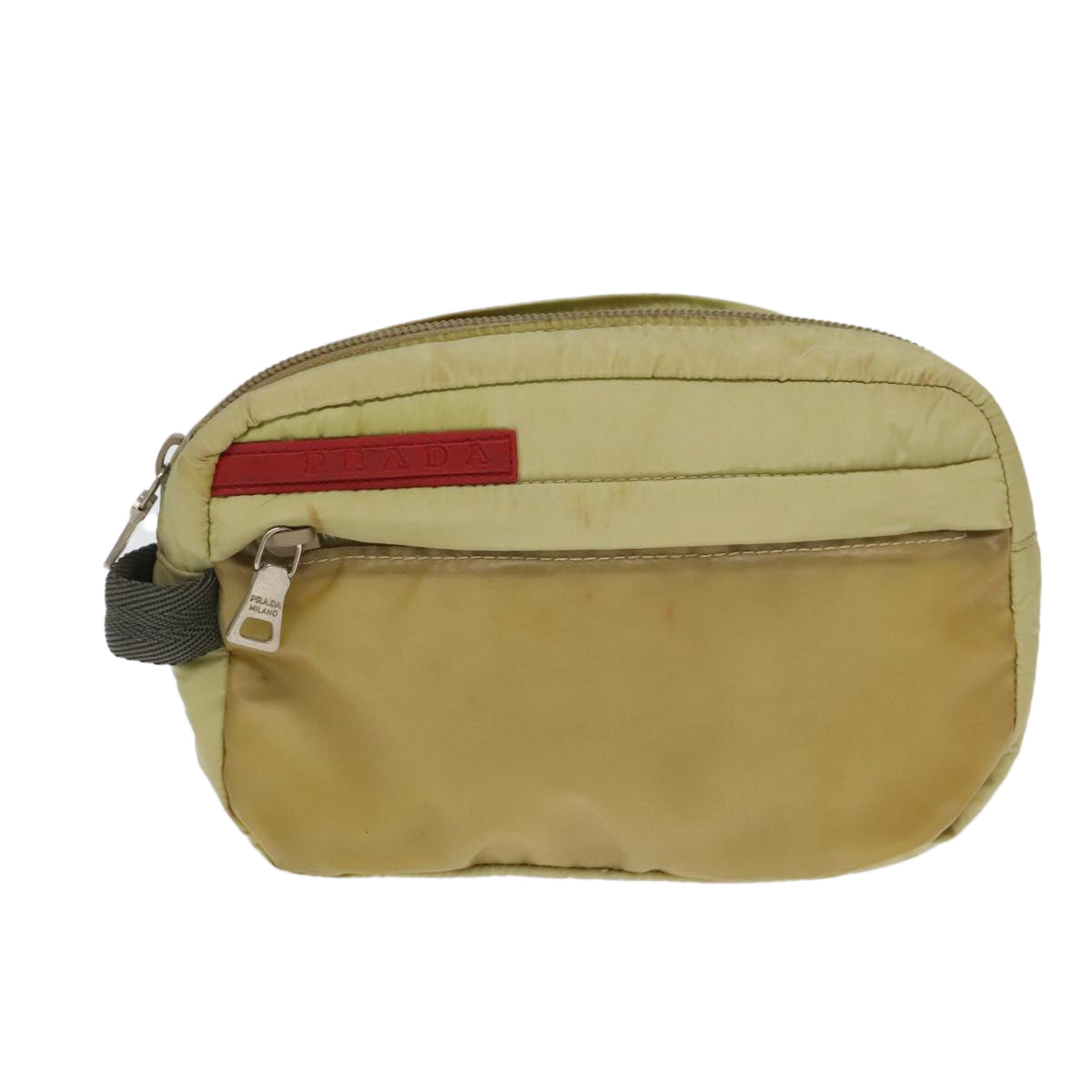 PRADA Sports Pouch Nylon 2Set Red Beige Auth bs20324