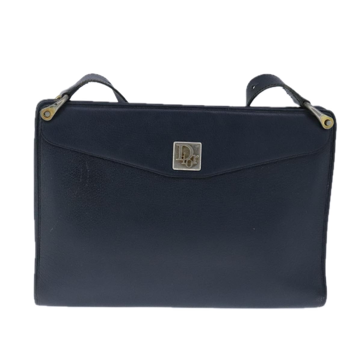 Christian Dior Shoulder Bag Leather Navy Auth bs20340