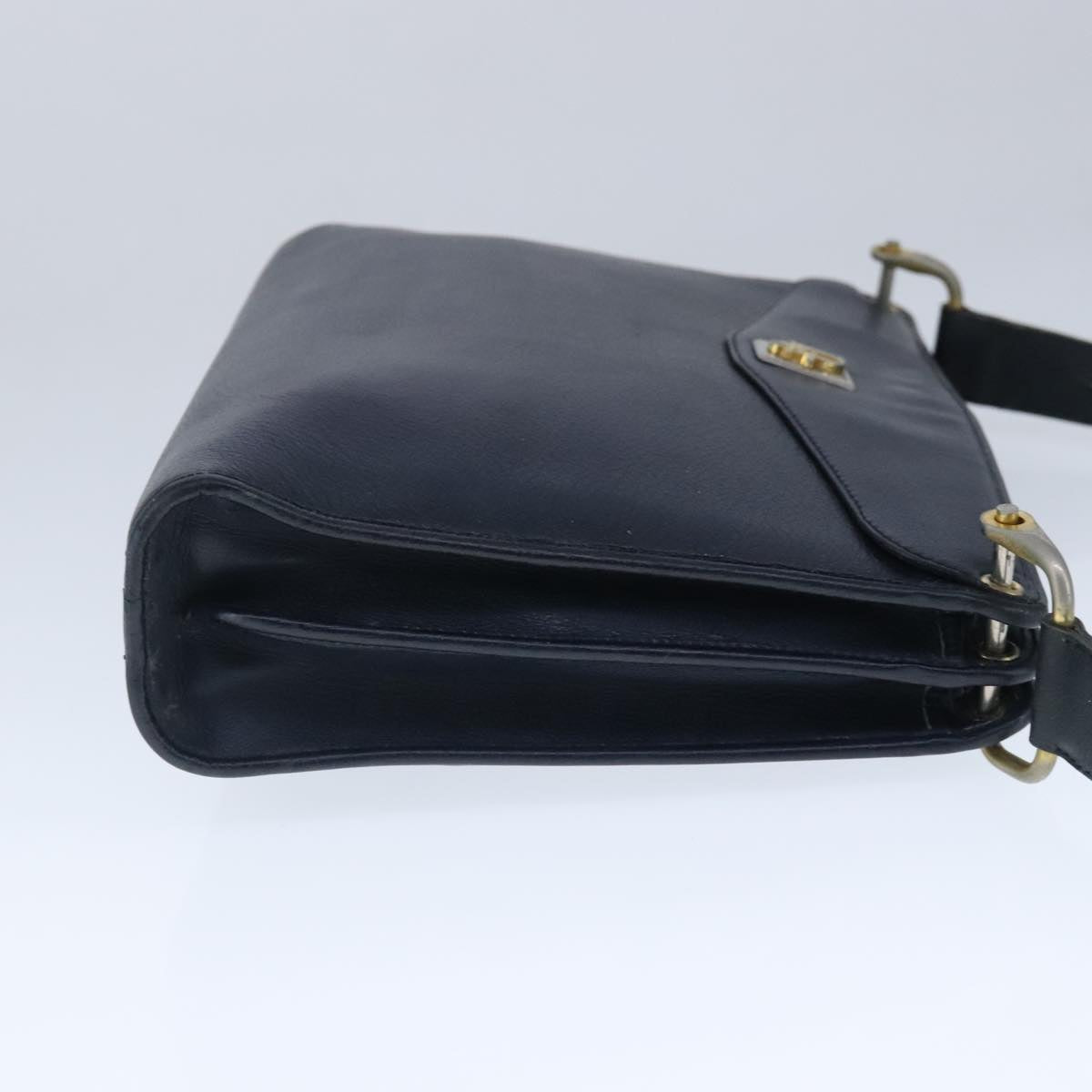 Christian Dior Shoulder Bag Leather Navy Auth bs20340