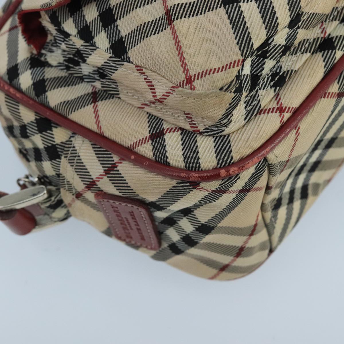 BURBERRY Nova Check Blue Label Shoulder Bag Nylon Beige Auth bs20351