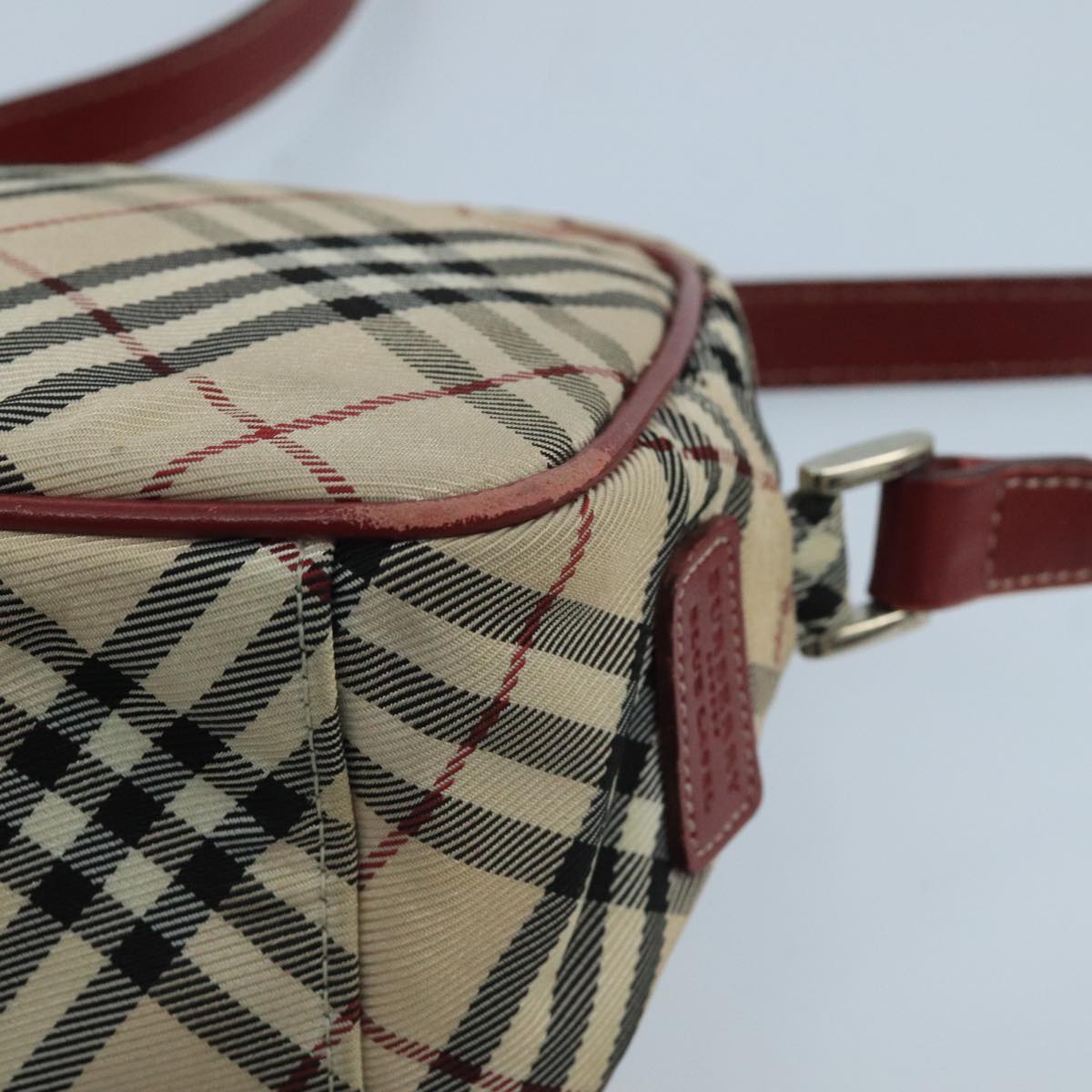 BURBERRY Nova Check Blue Label Shoulder Bag Nylon Beige Auth bs20351