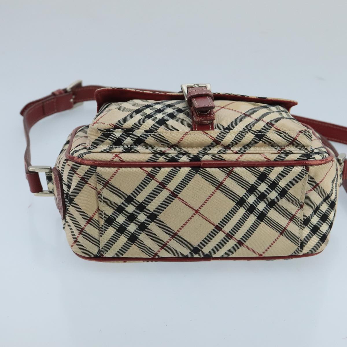 BURBERRY Nova Check Blue Label Shoulder Bag Nylon Beige Auth bs20351