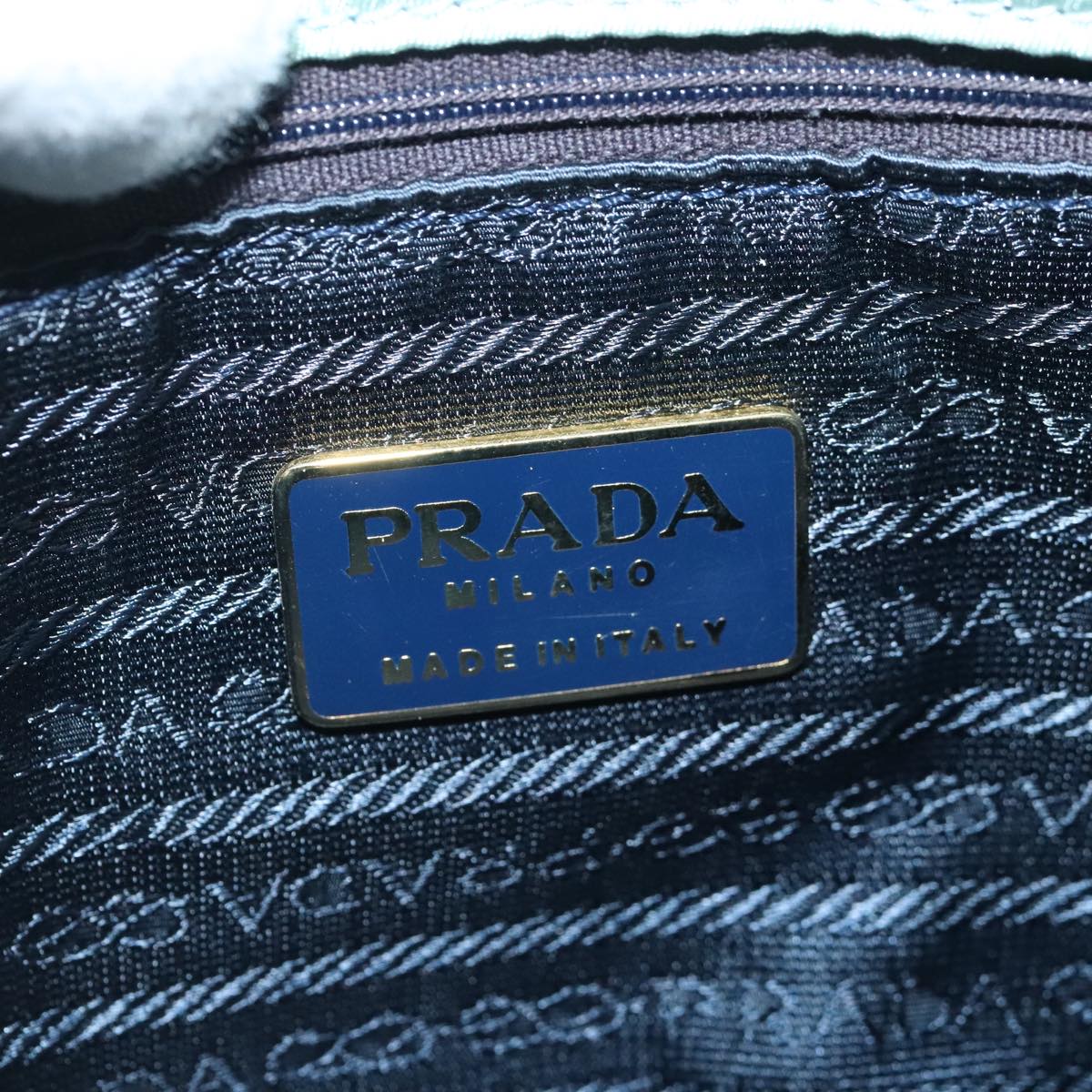 PRADA Chain Shoulder Bag Nylon Peppermint Gold Auth bs20374