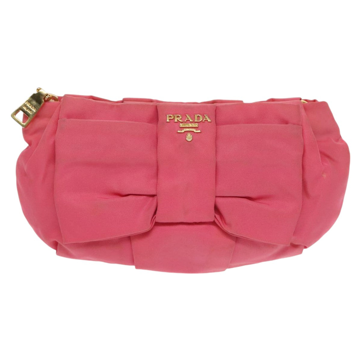 PRADA Pouch Nylon Pink Gold Auth bs20378