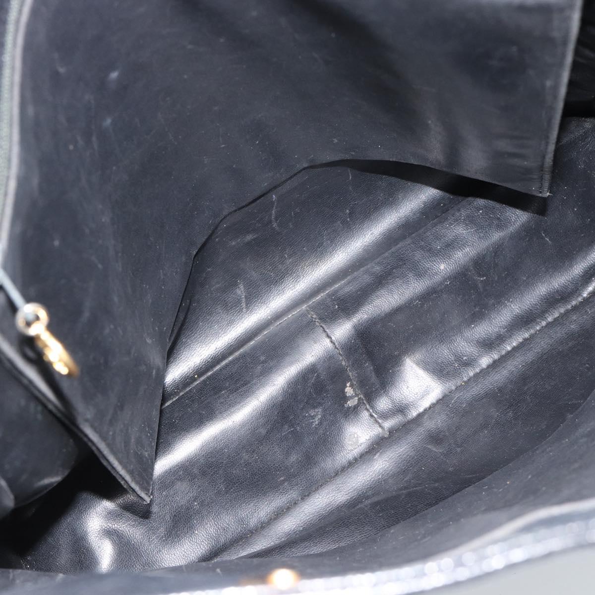 CHANEL COCO Mark Tote Bag Caviar Skin Black Gold CC Auth bs20388