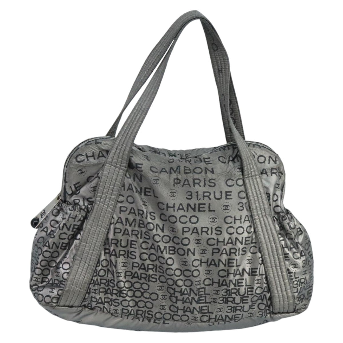 CHANEL Unlimited Tote Bag Nylon Silver CC Auth bs20392